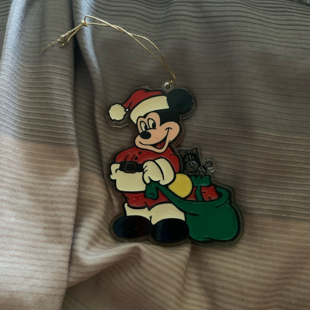 Disney Mickey Mouse Santa Ornament - Red, Green, and Black